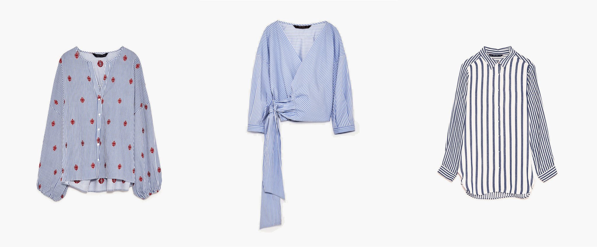 Blau gestreifte Blusen