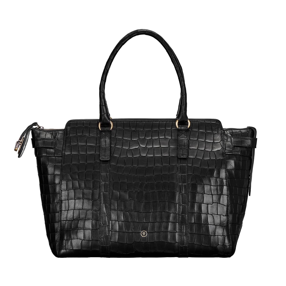 Cento Croco Leder Businesstasche in Schwarz