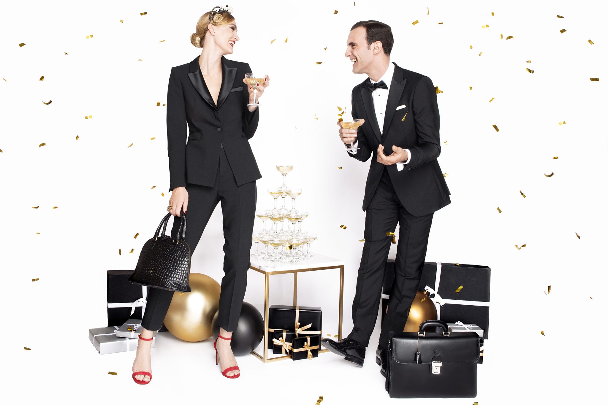 Mann Frau Confetti Taschen