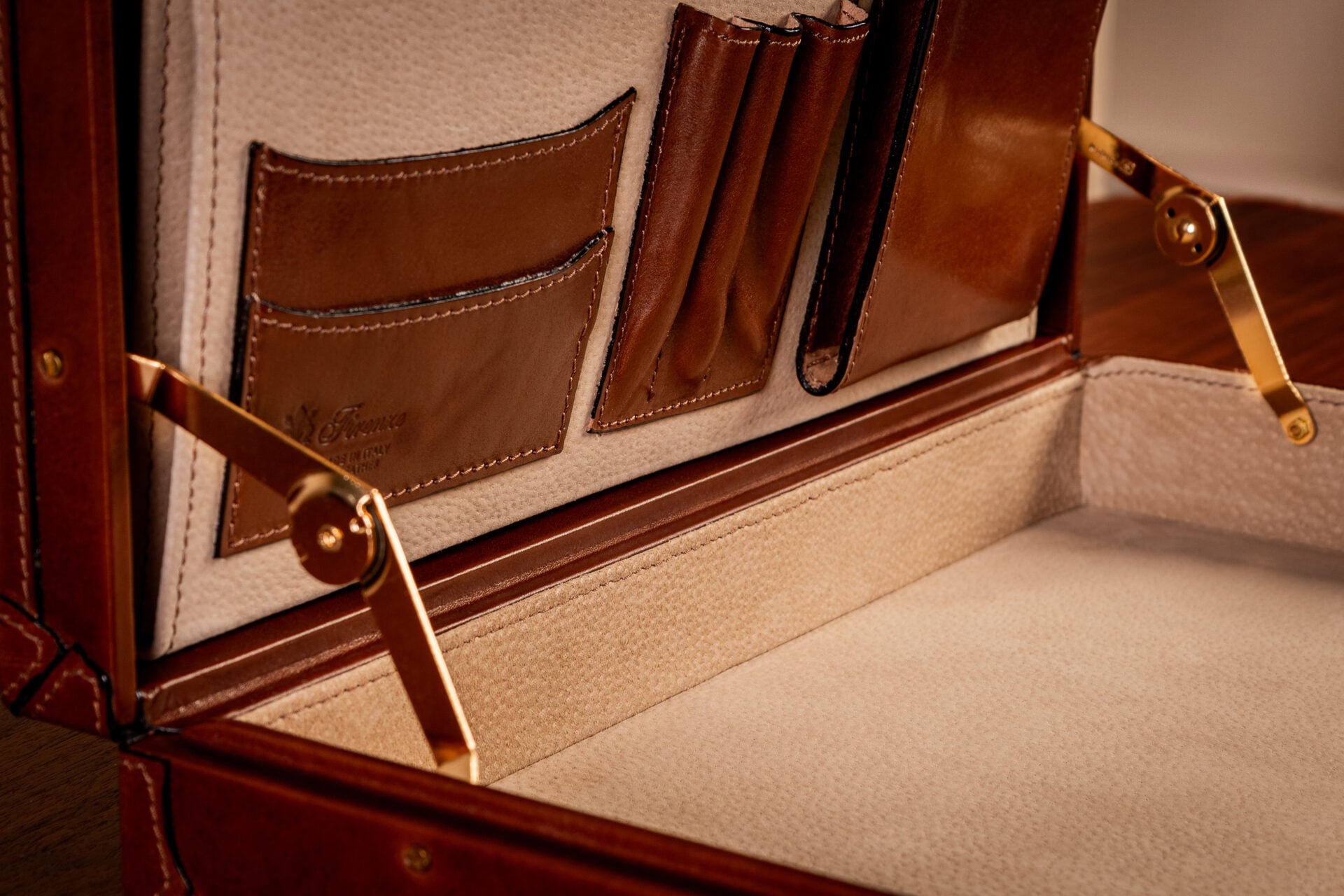 Scanno attaché case crafted from full-grain vegetable-tanned leather
