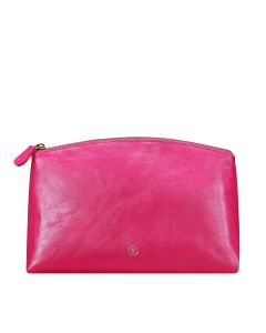 Atemberaubende, pinkfarbene Kosmetiktasche, handgefertigt in Italien aus hochwertigem Leder.