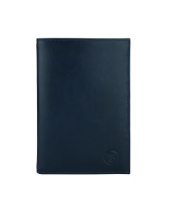 High quality Italian navy full-grain leather breast wallet for men with multiple card slots and refined finish