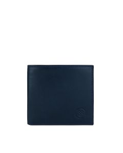 Stylish navy leather men’s wallet handmade in Italy, full-grain finish and subtle luxury branding